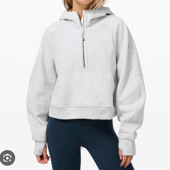 lululemon athletica Tops - Lululemon Oversized Scuba Half Zip Hoodie Light Grey Medium